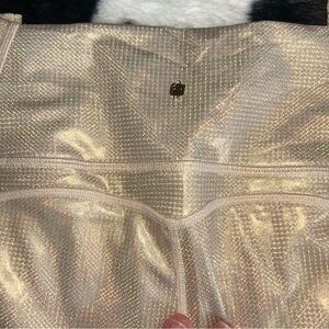 Fabletics Champagne leggings with Textured Satin Finish L